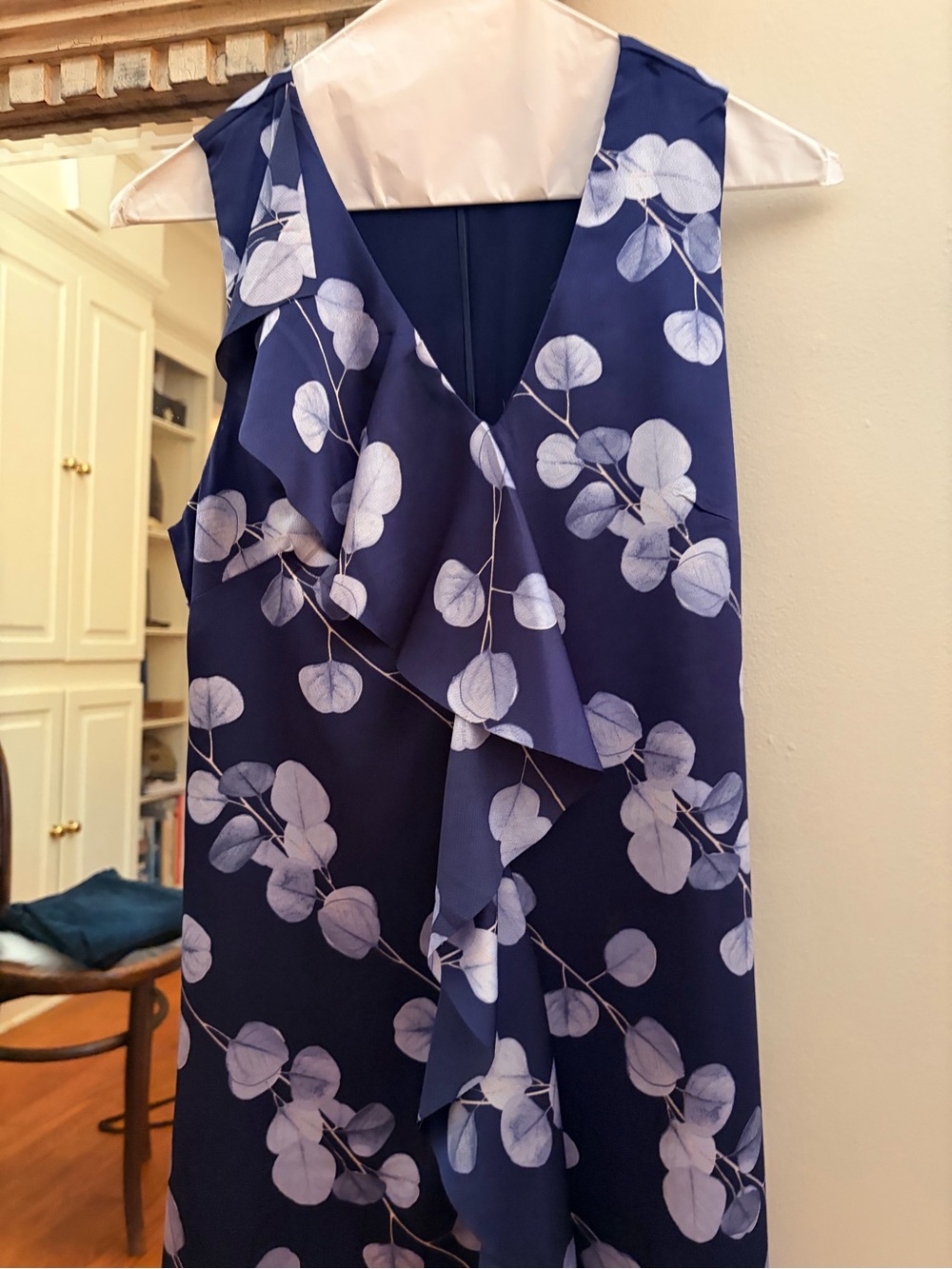Banana Republic Factory Navy Blue Floral Asymmetrical Dress